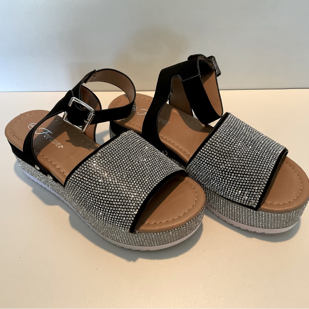 Forever Platform Rhinestone Ankle Strap Shoes, Si… - image 1